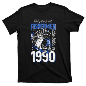 Gift For 30 Years Old Fishing Fisherman 1990 30th Birthday T-Shirt