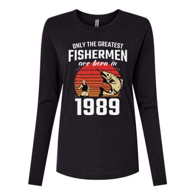 Gift For 33 Year Old Fishing Fisherman 1989 33th Birthday Womens Cotton Relaxed Long Sleeve T-Shirt