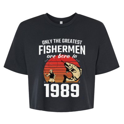 Gift For 33 Year Old Fishing Fisherman 1989 33th Birthday Bella+Canvas Jersey Crop Tee