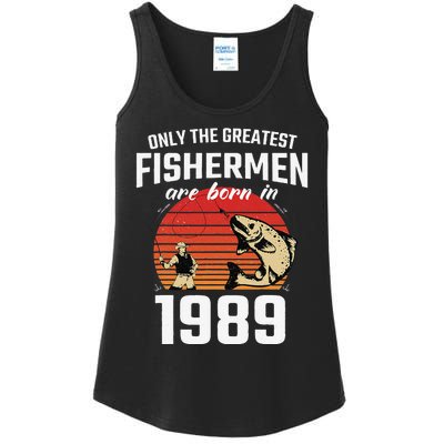 Gift For 33 Year Old Fishing Fisherman 1989 33th Birthday Ladies Essential Tank