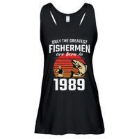 Gift For 33 Year Old Fishing Fisherman 1989 33th Birthday Ladies Essential Flowy Tank