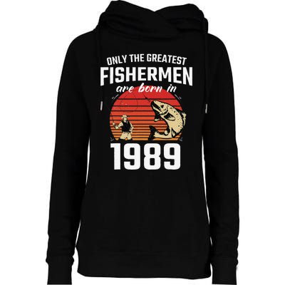 Gift For 33 Year Old Fishing Fisherman 1989 33th Birthday Womens Funnel Neck Pullover Hood