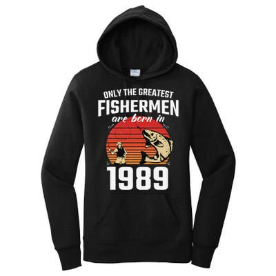 Gift For 33 Year Old Fishing Fisherman 1989 33th Birthday Women's Pullover Hoodie