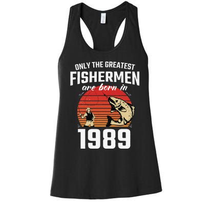 Gift For 33 Year Old Fishing Fisherman 1989 33th Birthday Women's Racerback Tank