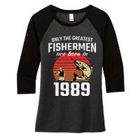 Gift For 33 Year Old Fishing Fisherman 1989 33th Birthday Women's Tri-Blend 3/4-Sleeve Raglan Shirt