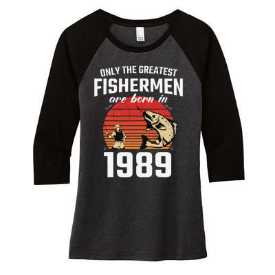 Gift For 33 Year Old Fishing Fisherman 1989 33th Birthday Women's Tri-Blend 3/4-Sleeve Raglan Shirt