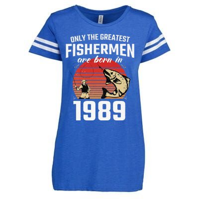 Gift For 33 Year Old Fishing Fisherman 1989 33th Birthday Enza Ladies Jersey Football T-Shirt