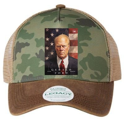 Gerald Ford 38th President Of The United States Portrait Legacy Tie Dye Trucker Hat