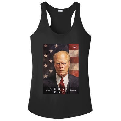 Gerald Ford 38th President Of The United States Portrait Ladies PosiCharge Competitor Racerback Tank