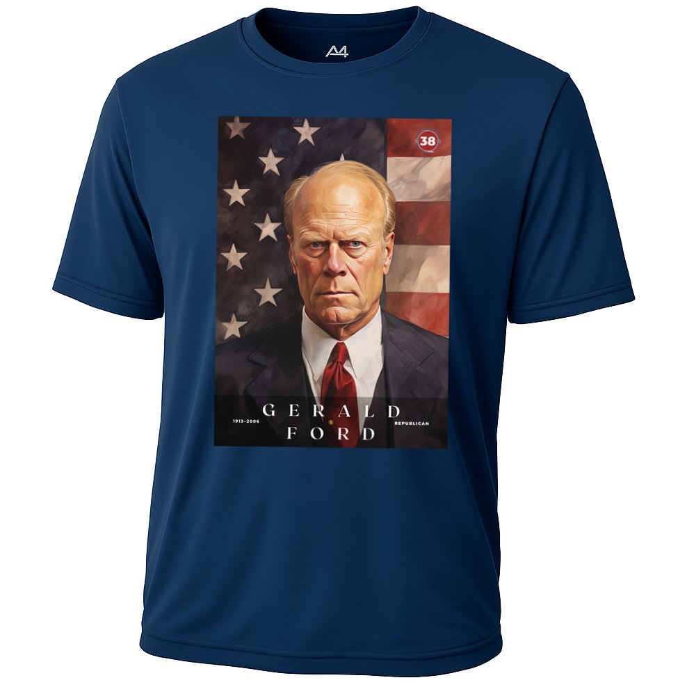 Gerald Ford 38th President Of The United States Portrait Cooling Performance Crew T-Shirt