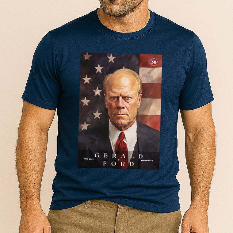 Gerald Ford 38th President Of The United States Portrait Cooling Performance Crew T-Shirt