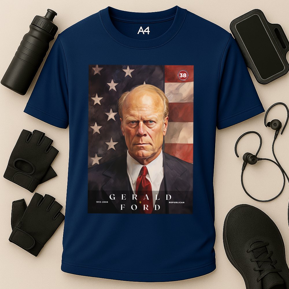 Gerald Ford 38th President Of The United States Portrait Cooling Performance Crew T-Shirt