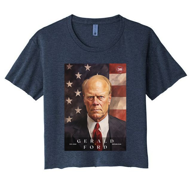 Gerald Ford 38th President Of The United States Portrait Crop Top