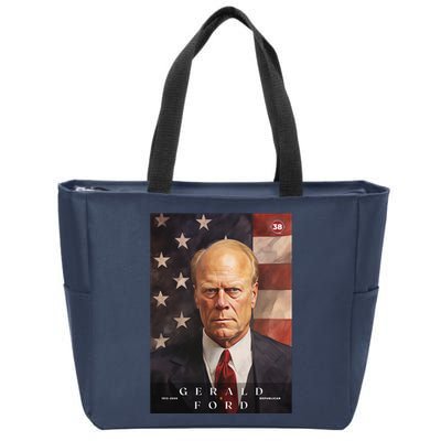Gerald Ford 38th President Of The United States Portrait Zip Tote Bag