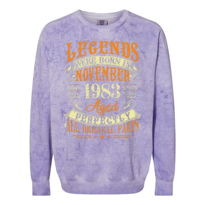 Gift for 40 Years Old Legends Born November 1983 Colorblast Crewneck Sweatshirt