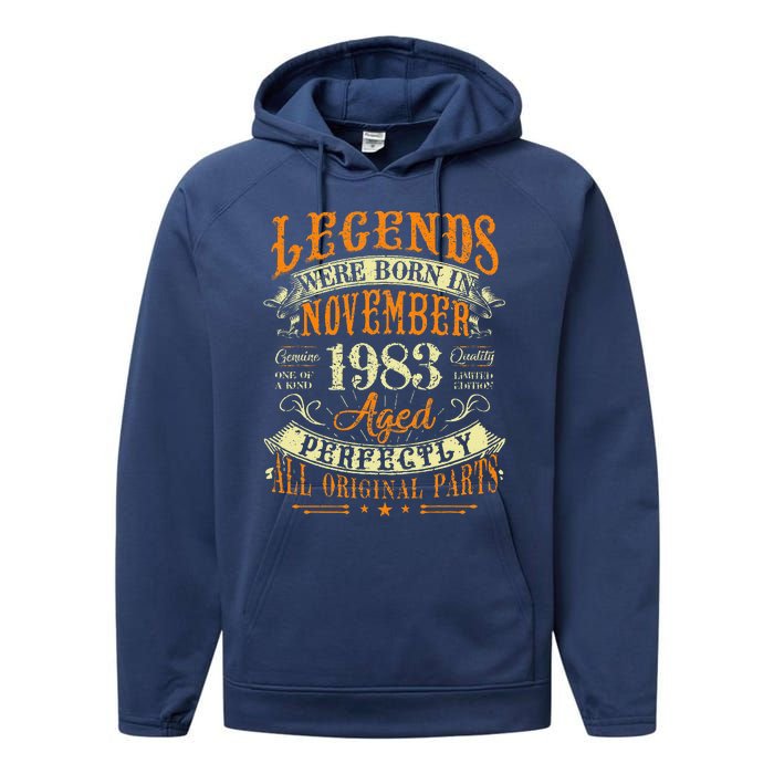 Gift for 40 Years Old Legends Born November 1983 Performance Fleece Hoodie