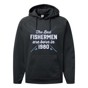 Gift For 41 Year Old Fishing Fisherman 1980 41st Birthday Performance Fleece Hoodie