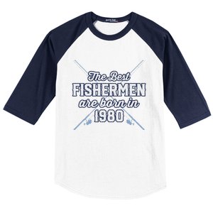 Gift For 41 Year Old Fishing Fisherman 1980 41st Birthday Baseball Sleeve Shirt