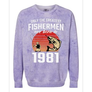 Gift For 41 Year Old Fishing Fisherman 1981 41th Birthday Colorblast Crewneck Sweatshirt