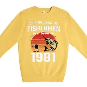 Gift For 41 Year Old Fishing Fisherman 1981 41th Birthday Premium Crewneck Sweatshirt