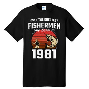 Gift For 41 Year Old Fishing Fisherman 1981 41th Birthday Tall T-Shirt