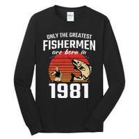 Gift For 41 Year Old Fishing Fisherman 1981 41th Birthday Tall Long Sleeve T-Shirt