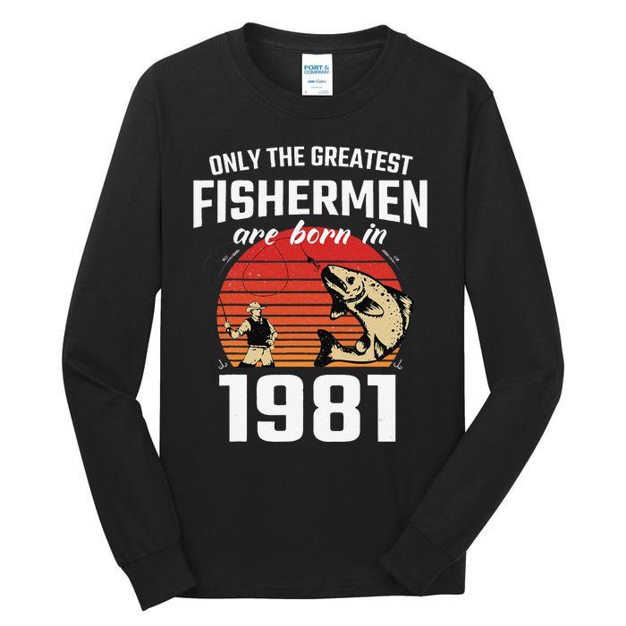 Gift For 41 Year Old Fishing Fisherman 1981 41th Birthday Tall Long Sleeve T-Shirt