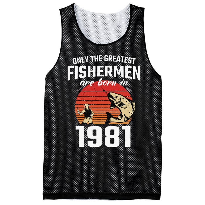 Gift For 41 Year Old Fishing Fisherman 1981 41th Birthday Mesh Reversible Basketball Jersey Tank