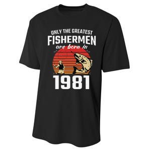 Gift For 41 Year Old Fishing Fisherman 1981 41th Birthday Performance Sprint T-Shirt