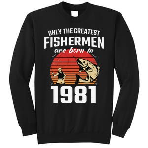 Gift For 41 Year Old Fishing Fisherman 1981 41th Birthday Tall Sweatshirt