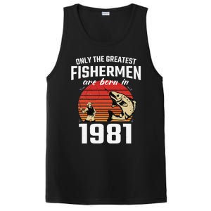 Gift For 41 Year Old Fishing Fisherman 1981 41th Birthday PosiCharge Competitor Tank