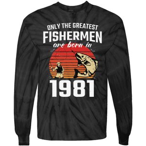 Gift For 41 Year Old Fishing Fisherman 1981 41th Birthday Tie-Dye Long Sleeve Shirt