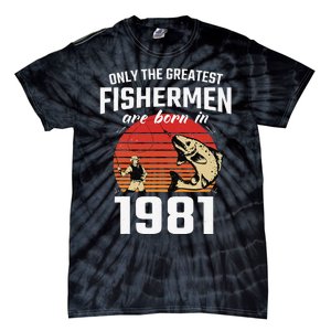 Gift For 41 Year Old Fishing Fisherman 1981 41th Birthday Tie-Dye T-Shirt