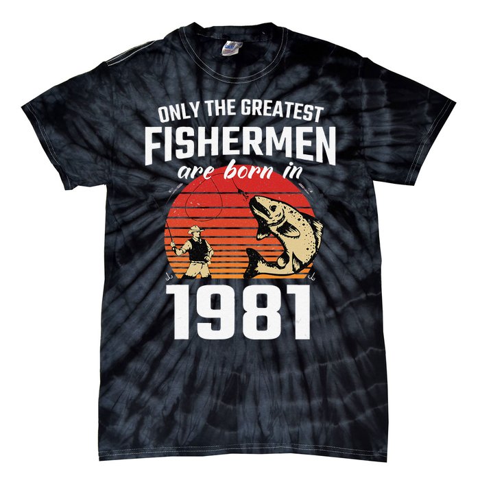 Gift For 41 Year Old Fishing Fisherman 1981 41th Birthday Tie-Dye T-Shirt