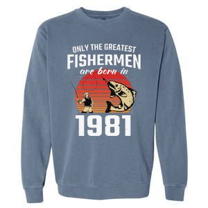 Gift For 41 Year Old Fishing Fisherman 1981 41th Birthday Garment-Dyed Sweatshirt