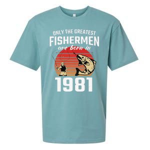 Gift For 41 Year Old Fishing Fisherman 1981 41th Birthday Sueded Cloud Jersey T-Shirt