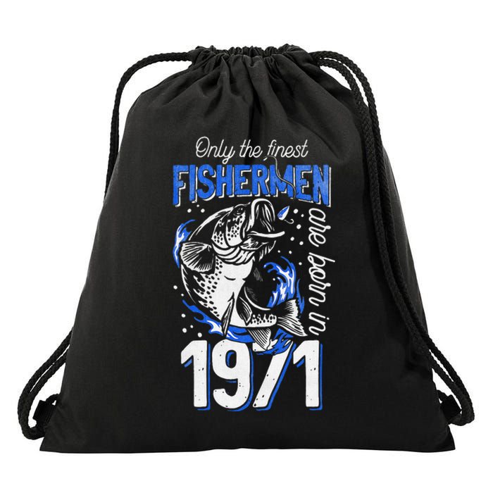 Gift For 49 Years Old Fishing Fisherman 1971 49th Birthday Drawstring Bag