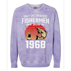 Gift For 54 Year Old Fishing Fisherman 1968 54th Birthday Colorblast Crewneck Sweatshirt