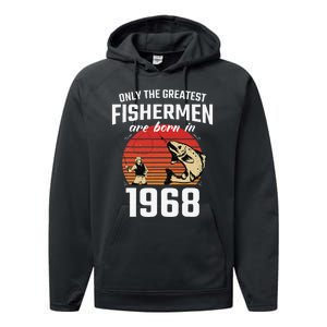 Gift For 54 Year Old Fishing Fisherman 1968 54th Birthday Performance Fleece Hoodie