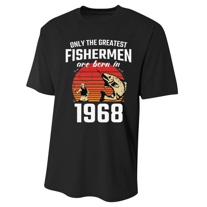 Gift For 54 Year Old Fishing Fisherman 1968 54th Birthday Performance Sprint T-Shirt