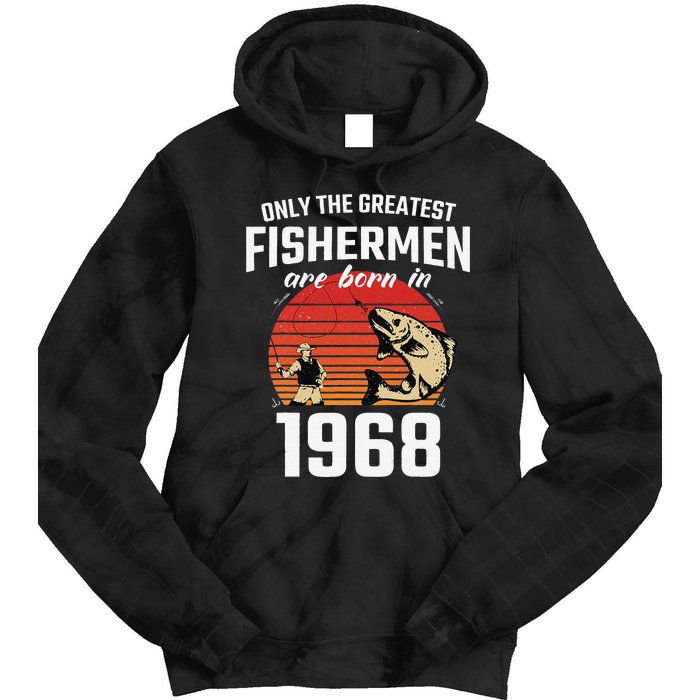 Gift For 54 Year Old Fishing Fisherman 1968 54th Birthday Tie Dye Hoodie