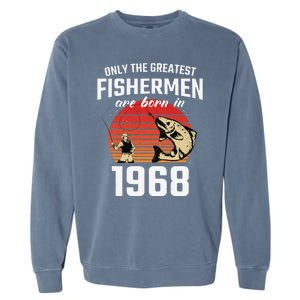 Gift For 54 Year Old Fishing Fisherman 1968 54th Birthday Garment-Dyed Sweatshirt