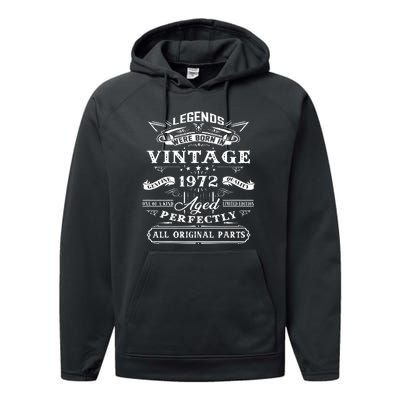 Gift For 50 Year Old Birthday Vintage 1972 Performance Fleece Hoodie