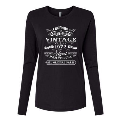 Gift For 50 Year Old Birthday Vintage 1972 Womens Cotton Relaxed Long Sleeve T-Shirt