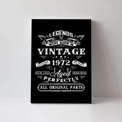 Gift For 50 Year Old Birthday Vintage 1972 Canvas