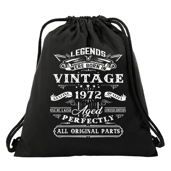 Gift For 50 Year Old Birthday Vintage 1972 Drawstring Bag