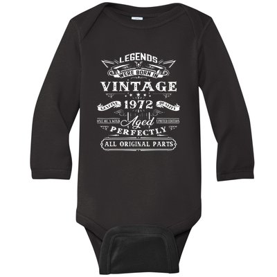 Gift For 50 Year Old Birthday Vintage 1972 Baby Long Sleeve Bodysuit