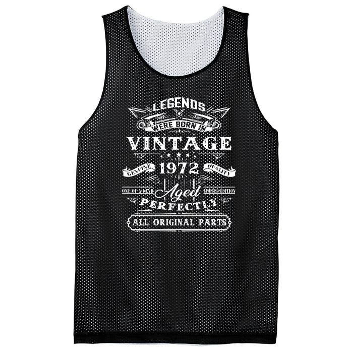 Gift For 50 Year Old Birthday Vintage 1972 Mesh Reversible Basketball Jersey Tank