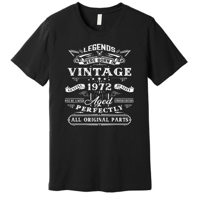 Gift For 50 Year Old Birthday Vintage 1972 Premium T-Shirt