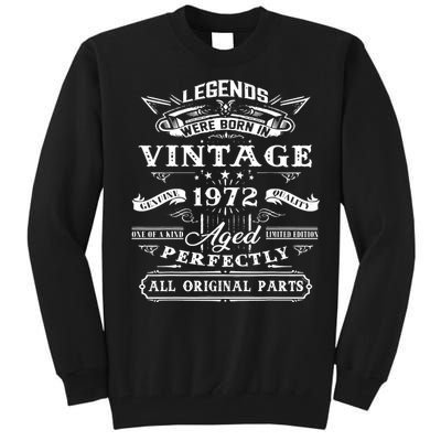 Gift For 50 Year Old Birthday Vintage 1972 Tall Sweatshirt